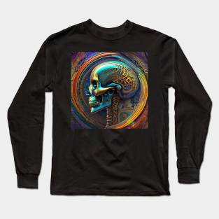 Cosmic Psychedelic Skull - Trippy Patterns 124 Long Sleeve T-Shirt